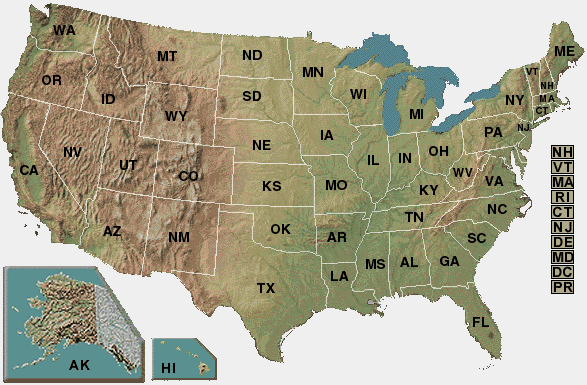 Arkansas, Louisiana and Mississippi, Road and Tourist Map, America.